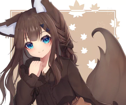 brown hair animal ears Anime girl anime girl HD Desktop Wallpaper | Background Image