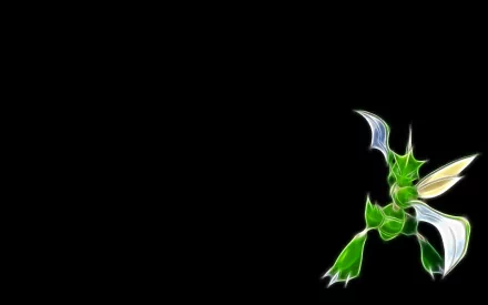 HD anime-style wallpaper featuring Scyther, the bug Pokémon, poised against a black background.
