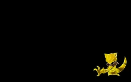 HD desktop wallpaper featuring Abra, the psychic Pokémon, illustrated in anime style against a black background.