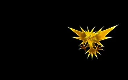 HD wallpaper featuring Zapdos, the legendary electric and flying Pokémon from the anime series Pokémon, against a striking black background.