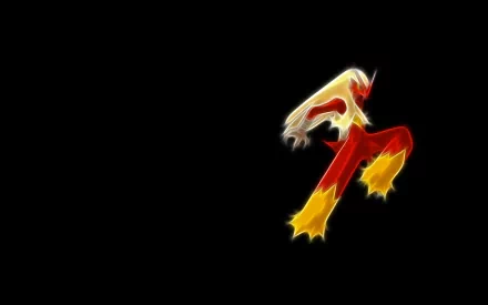 HD desktop wallpaper featuring Blaziken, a fire Pokémon from the Pokémon anime series, set against a black background.