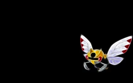 HD PC desktop wallpaper/background featuring Ninjask, the Bug Pokémon, anime-style glowing wings and body on a black background.