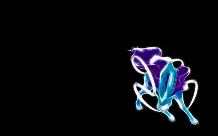 A vibrant HD wallpaper featuring Suicune, the legendary Pokémon, set against a black background. This striking anime design showcases the iconic water-type Pokémon in action.