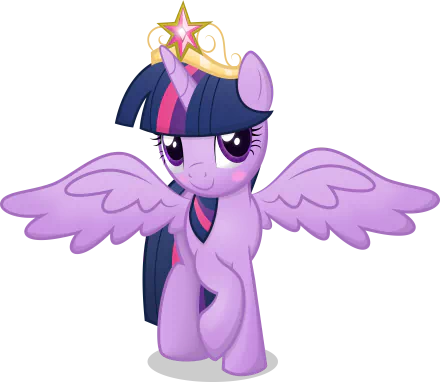 8K Ultra HD PC desktop wallpaper/background of Twilight Sparkle from My Little Pony: Friendship Is Magic — purple winged alicorn with navy mane and crown on a purple background.