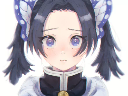 HD anime desktop wallpaper featuring Aoi Kanzaki from Demon Slayer: Kimetsu no Yaiba with soft, expressive eyes and detailed character design.