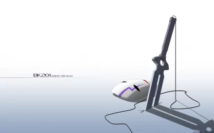 An HD wallpaper featuring elements from Darker than Black, showcasing a stylized sword and a unique mouse on a minimalistic background.