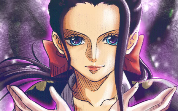 HD anime desktop wallpaper featuring Nico Robin from One Piece: Two Years Later, showcasing detailed art and vibrant colors against a dark, smoky background.