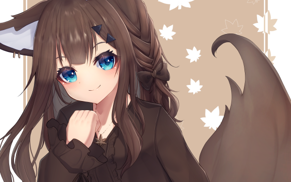 Anime Girl Animal Ears Brown Hair HD Wallpaper | Background Image