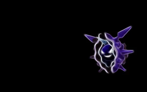 Neon Cloyster (Water Pokémon) in anime style on a black background — HD PC desktop wallpaper.