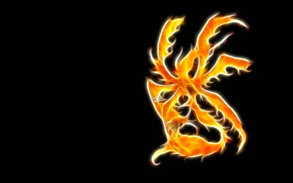 HD PC desktop wallpaper featuring Moltres, the legendary fire and flying Pokémon, depicted in a fiery anime-style silhouette on a black background.