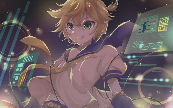 school uniform Len Kagamine Anime Vocaloid HD Desktop Wallpaper | Background Image
