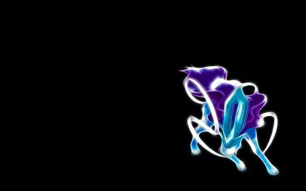 A vibrant HD wallpaper featuring Suicune, the legendary Pokémon, set against a black background. This striking anime design showcases the iconic water-type Pokémon in action.