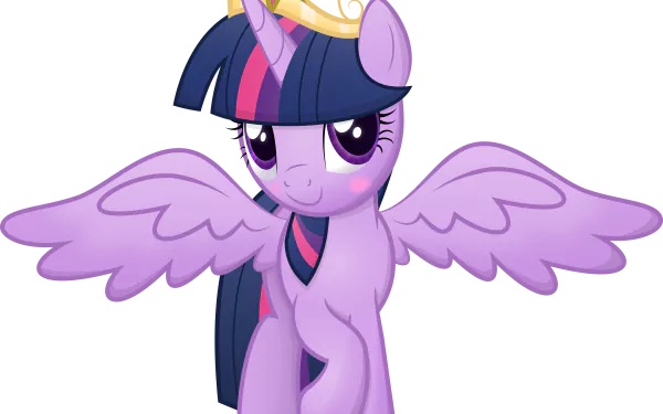 8K Ultra HD PC desktop wallpaper/background of Twilight Sparkle from My Little Pony: Friendship Is Magic — purple winged alicorn with navy mane and crown on a purple background.