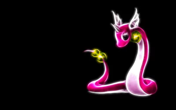 HD desktop wallpaper featuring a glowing, shiny Dragonair from Pokémon, set against a black background. The image has a vibrant, anime-inspired style.