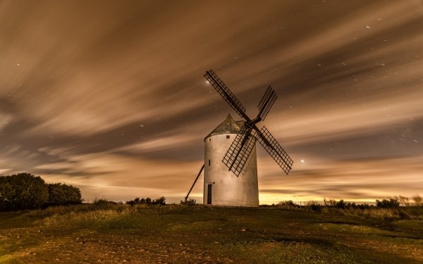 Man Made Windmill Night HD Wallpaper | Background Image