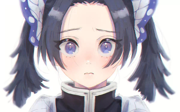 HD anime desktop wallpaper featuring Aoi Kanzaki from Demon Slayer: Kimetsu no Yaiba with soft, expressive eyes and detailed character design.