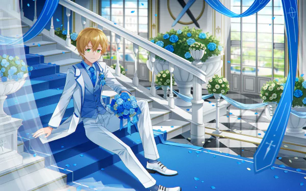 blue rose green eyes blonde Eugeo (Sword Art Online) Anime Sword Art Online HD Desktop Wallpaper | Background Image