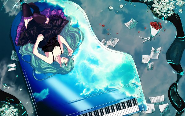 Anime Vocaloid Hatsune Miku Piano HD Wallpaper | Background Image