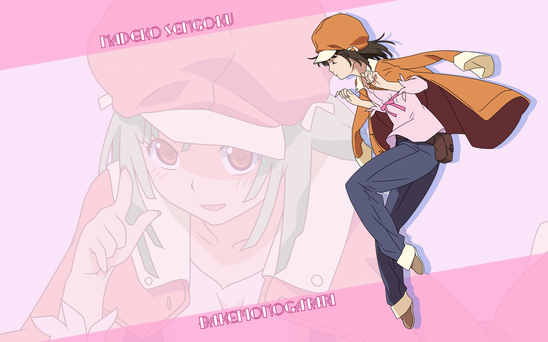 Nadeko Sengoku from the Monogatari series, a serene anime character in a captivating setting.