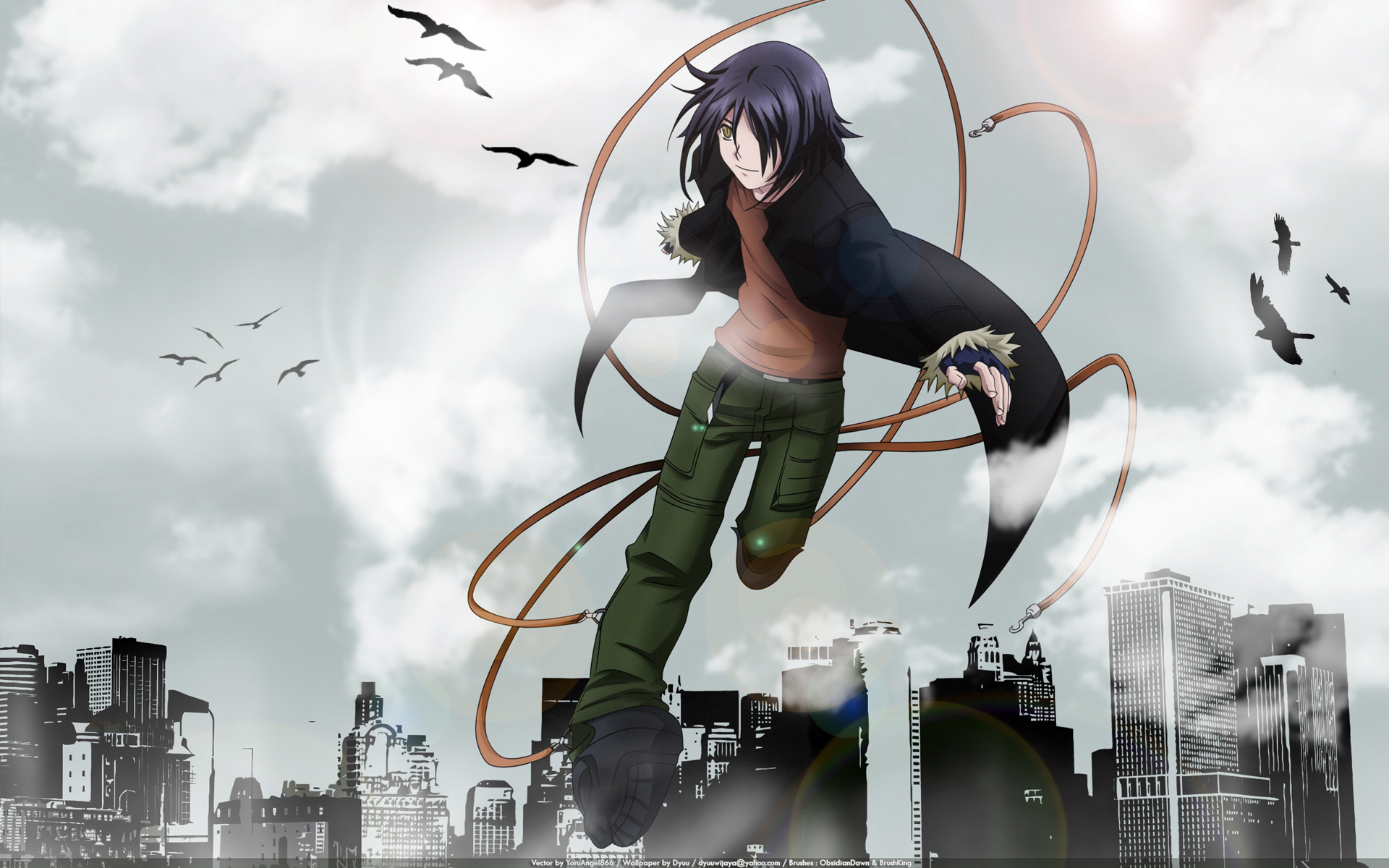 Anime-themed desktop wallpaper featuring characters from Air Gear.