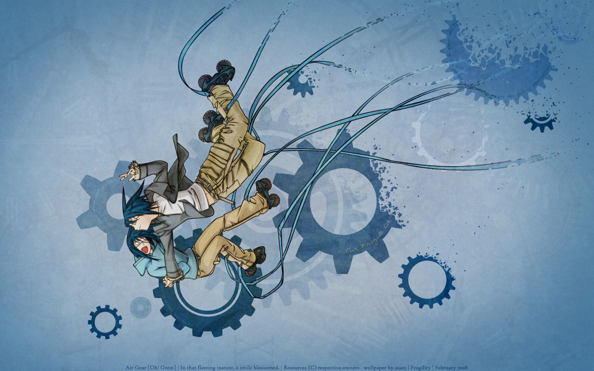 Vibrant anime-inspired desktop wallpaper featuring characters from Air Gear.