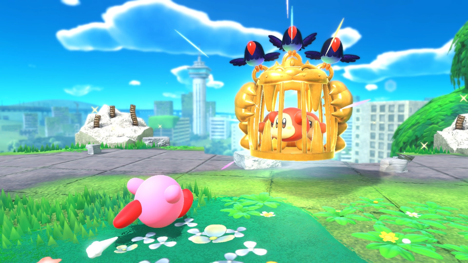 Xem hình ảnh Kirby and the Forgotten Land HD Wallpaper sẽ khiến bạn thấy như đang đặt chân đến một thế giới bí ẩn và huyền bí. Những hình ảnh được tạo ra bởi đội ngũ thiết kế sẽ khiến bạn muốn khám phá thêm về trò chơi này.