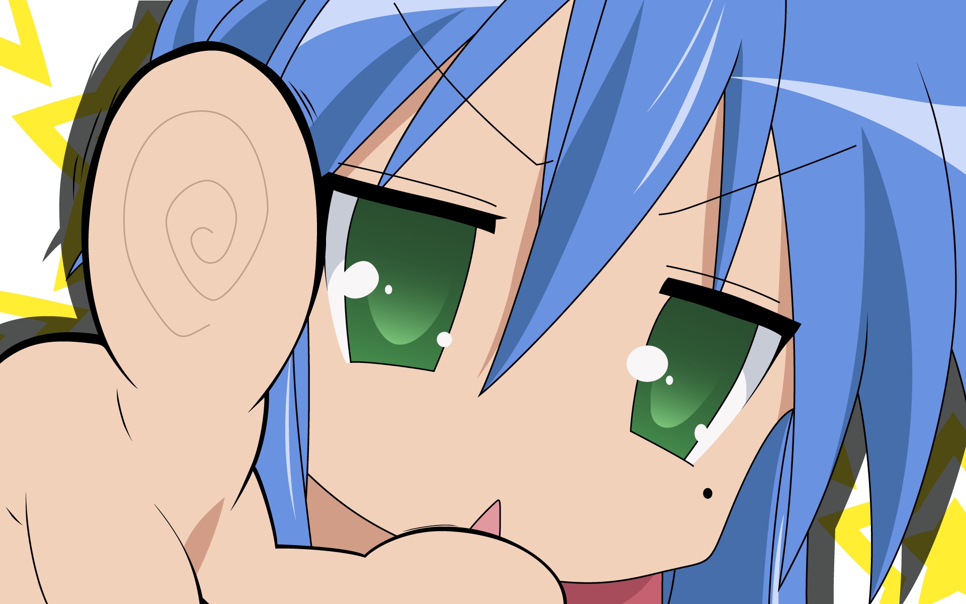 Konata Izumi from Lucky Star anime. A playful character with blue hair and a mischievous smile.