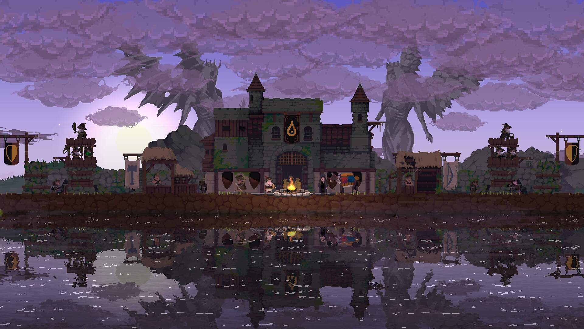 Kingdom Two Crowns HD Wallpaper Mystical Castle Reflection