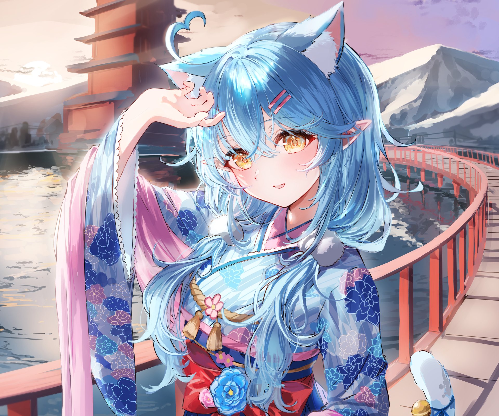 Download Kimono Hololive Yukihana Lamy Anime Virtual Youtuber HD Wallpaper