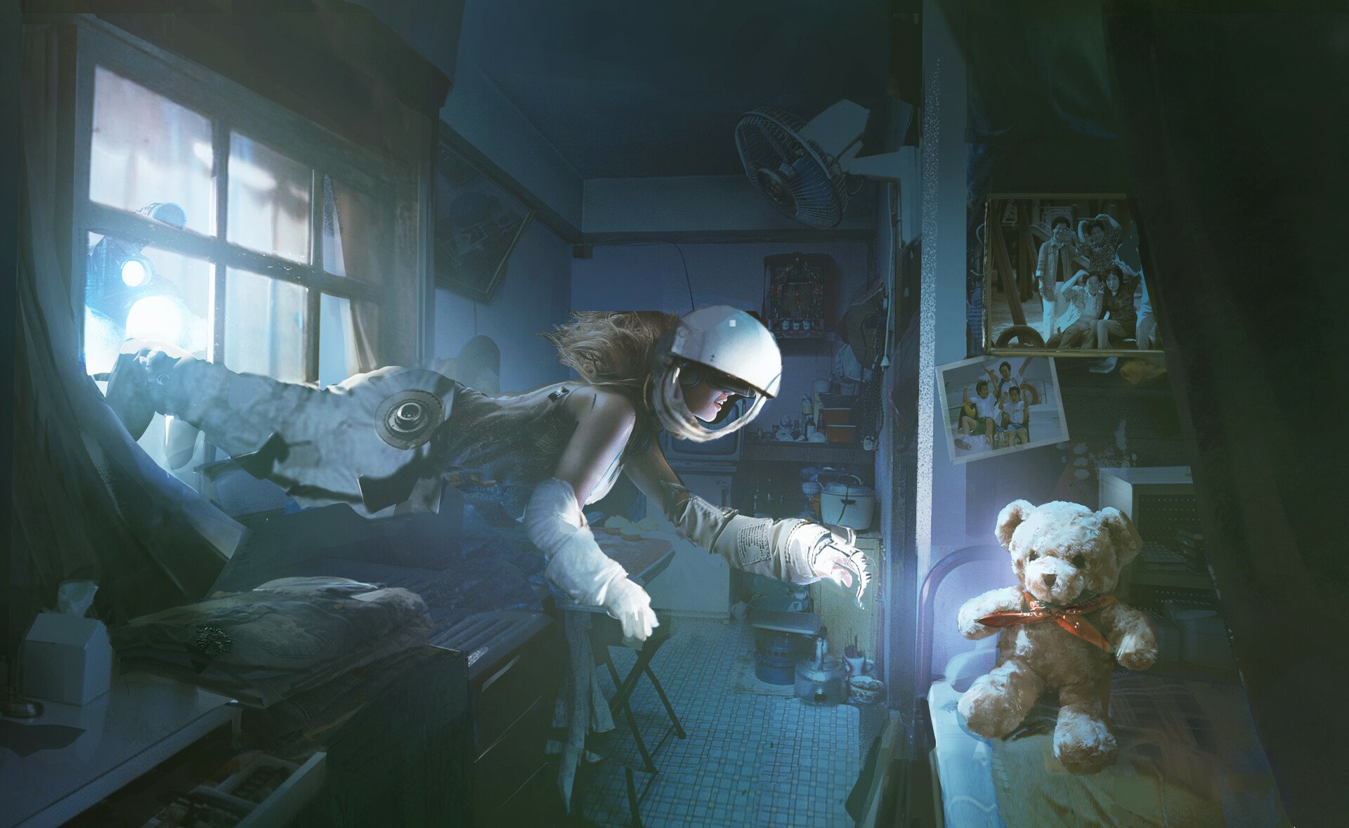 Download Room Teddy Bear Sci Fi Astronaut HD Wallpaper by lee su yeon