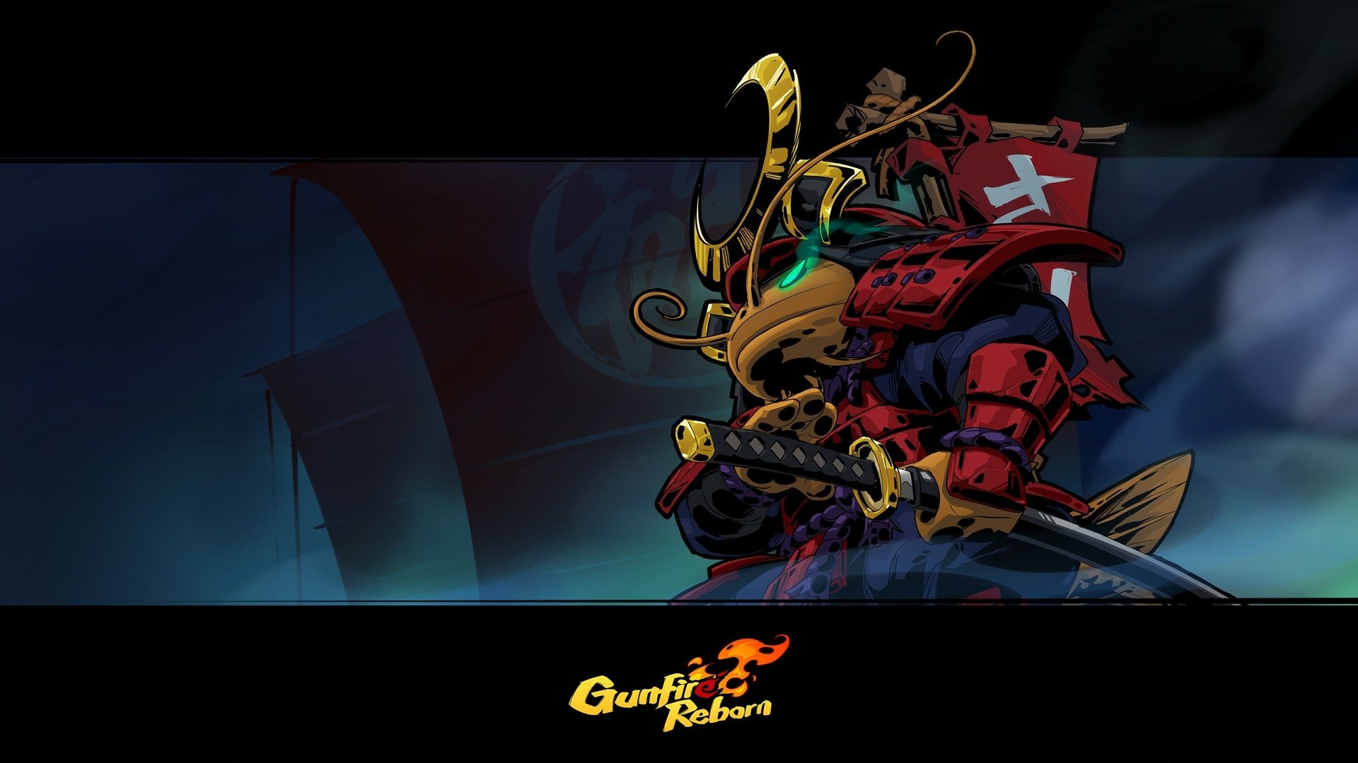 HD desktop wallpaper of a character from Gunfire Reborn, featuring vivid artwork with dark hues.