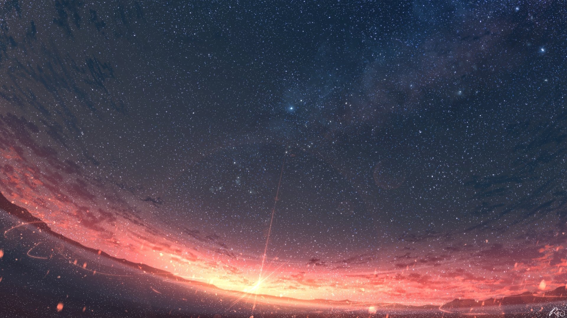 Download Starry Sky Sunrise Anime Sky Sky Anime HD Wallpaper ...