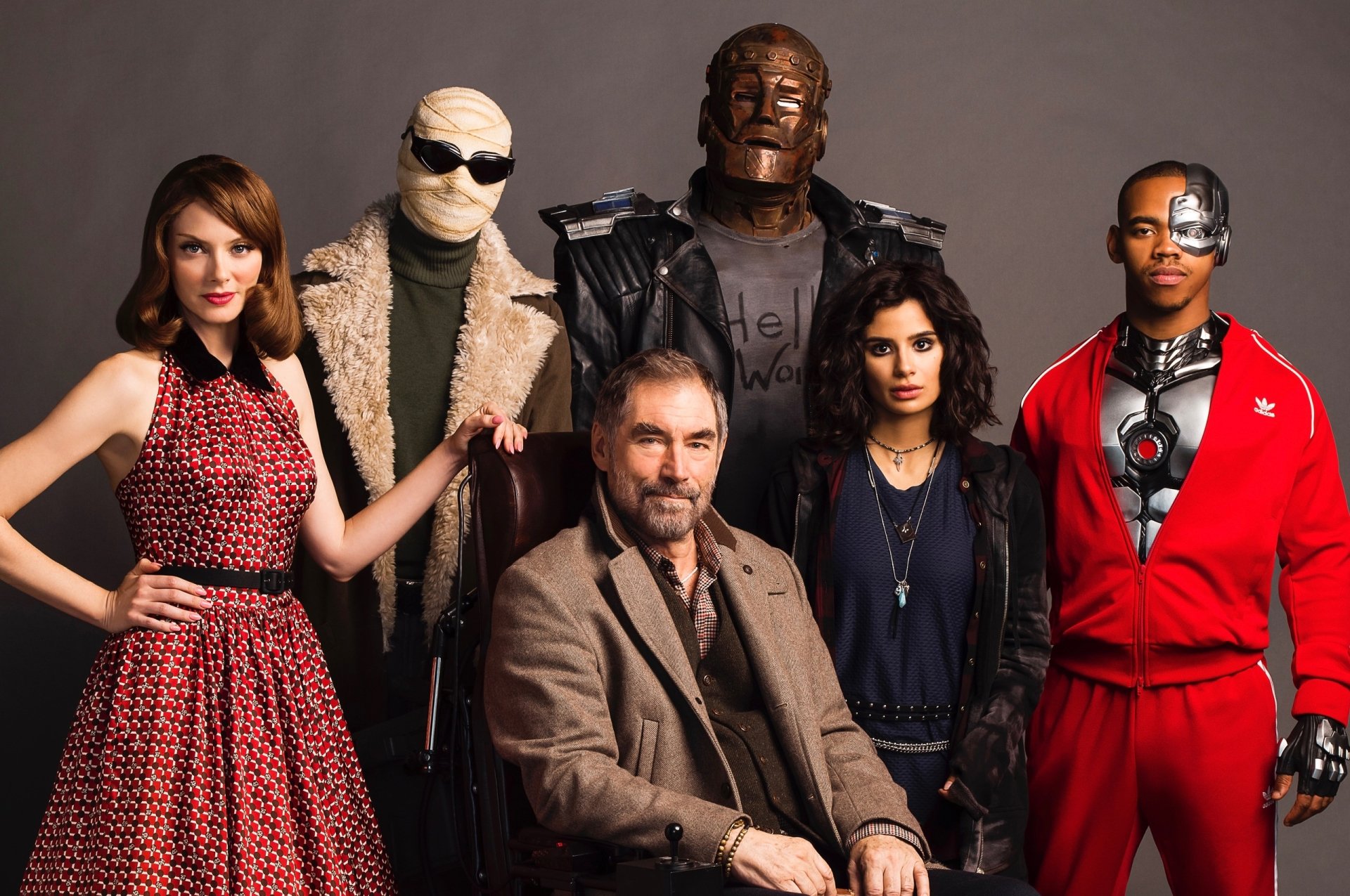 Download Timothy Dalton Robotman (DC Comics) Rita Farr Negative Man Matt Bomer Joivan Wade Elasti-Girl Diane Guerrero Cyborg (DC Comics) Crazy Jane Chief (DC Comics) Brendan Fraser April Bowlby TV Show Doom Patrol HD Wallpaper