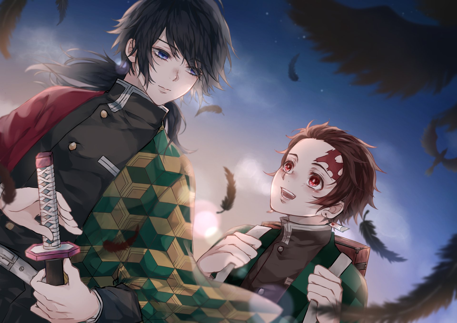 Download Giyuu Tomioka Tanjiro Kamado Anime Demon Slayer: Kimetsu No Yaiba 4k Ultra HD Wallpaper