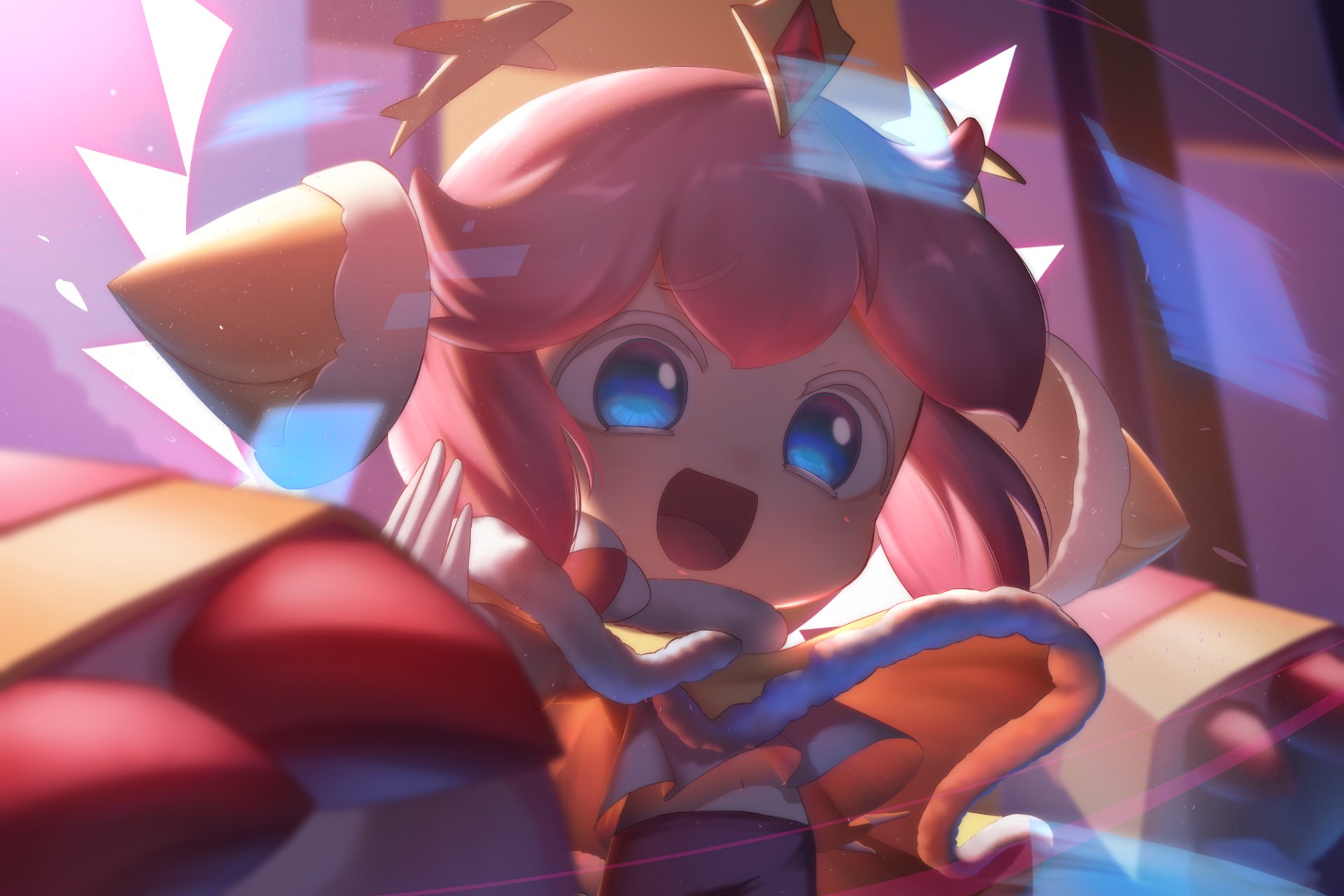 Strawberry Crepe Cookie from COOKIE RUN: KINGDOM in vibrant HD desktop wallpaper style, showcasing the character’s joyful expression and colorful design.