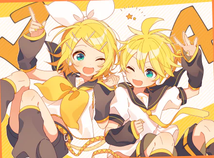 Rin Kagamine Len Kagamine Anime Vocaloid HD Desktop Wallpaper | Background Image