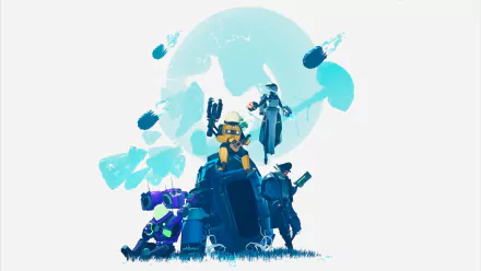 HD wallpaper featuring Risk of Rain 2 characters and game world for desktop background.