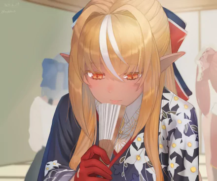 blonde hololive Shiranui Flare Anime Virtual Youtuber HD Desktop Wallpaper | Background Image