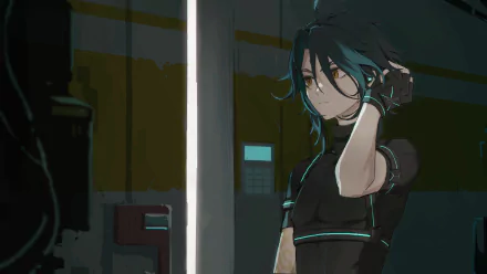 4K Ultra HD PC desktop wallpaper featuring Xiao from the video game Genshin Impact with a moody, dark background and glowing highlights.