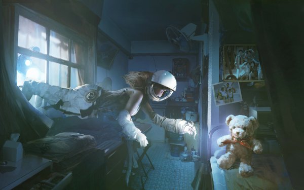 Sci Fi Astronaut Teddy Bear Room HD Wallpaper | Background Image