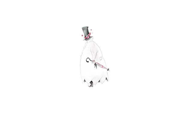 HD desktop wallpaper featuring Millennium Earl from the anime D.Gray-man, depicted in a minimalist style with subtle pink accents on a white background.