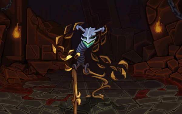 HD desktop wallpaper featuring a character from the Slay the Spire game, posed dramatically in a dimly lit dungeon environment.