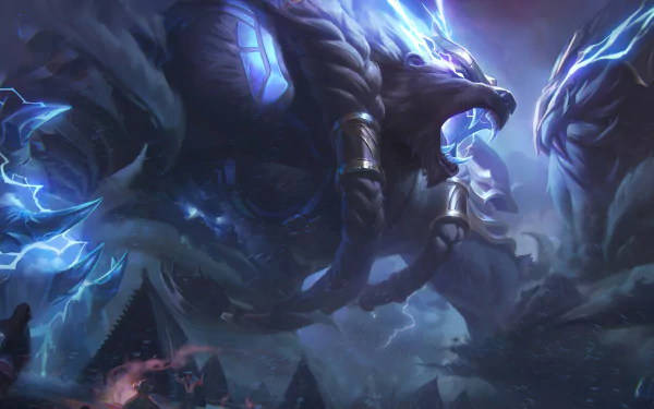 Volibear from League of Legends depicted in a dynamic 4K Ultra HD PC desktop wallpaper, showcasing his fierce and electrifying presence in the game.