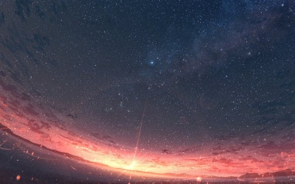 Anime Sky Sunrise Starry Sky HD Wallpaper | Background Image