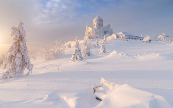 Religious Monastery Winter Snow Russia Belogorsky Monastery HD Wallpaper | Background Image
