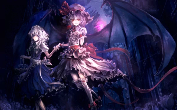 short hair wings red eyes maid vampire Sakuya Izayoi Remilia Scarlet Anime Touhou HD Desktop Wallpaper | Background Image