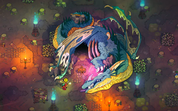 HD wallpaper featuring 'Nobody Saves the World' game art with a colorful dragon and a character in a mystical forest setting.