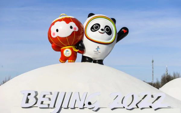 Shuey Rhon Rhon Bing Dwen Dwen mascot Winter Olympics 2022 Winter Olympics Sports HD Desktop Wallpaper | Background Image
