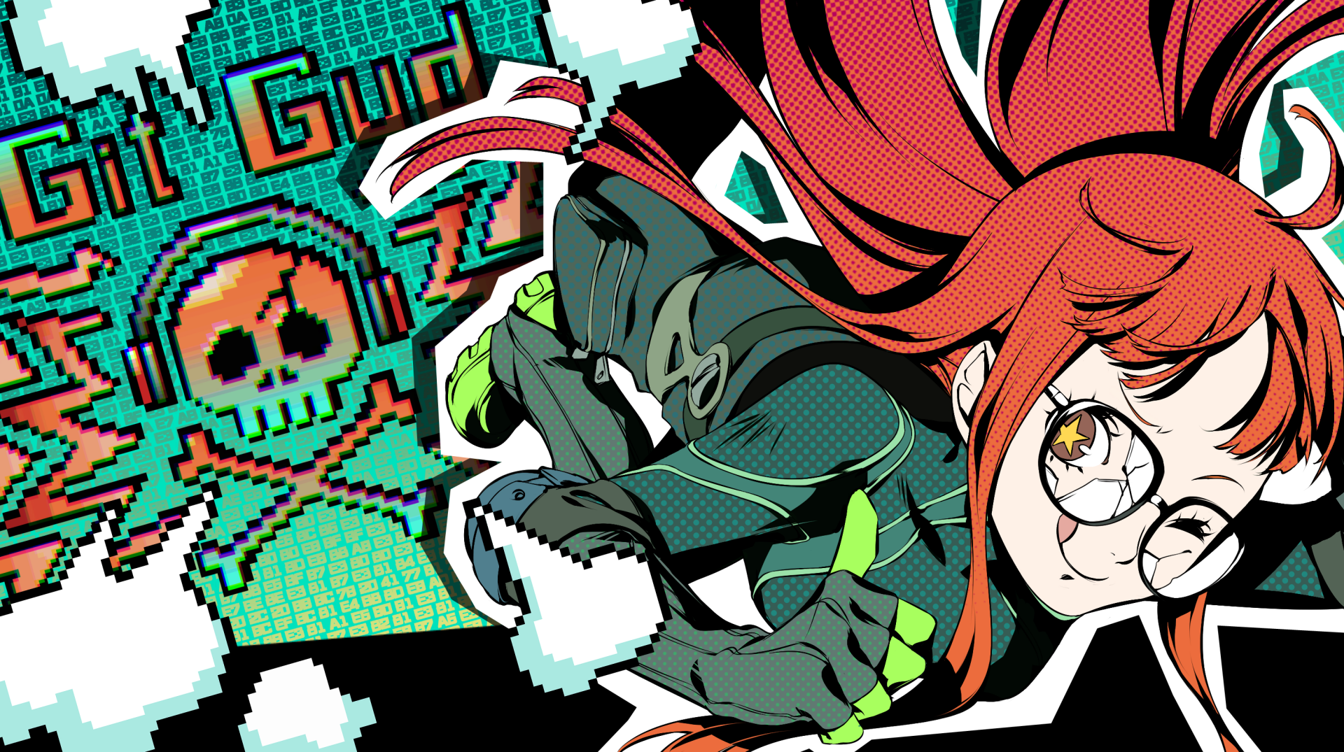 HD PC desktop wallpaper featuring Futaba Sakura from the video game Persona 5 Royal in vibrant, stylized artwork.