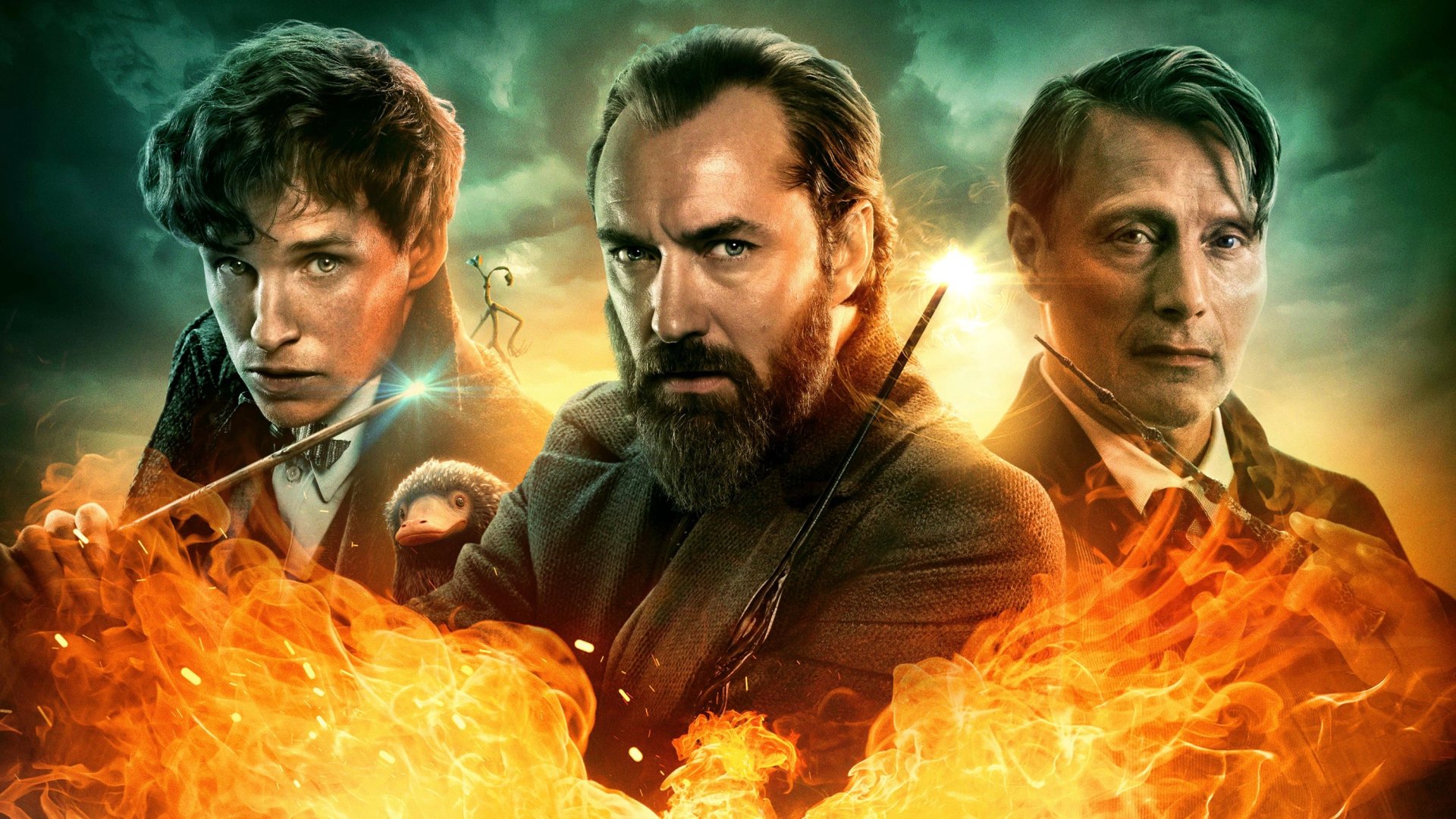 Download Mads Mikkelsen Newt Scamander Eddie Redmayne Jude Law Movie Fantastic Beasts: The Secrets Of Dumbledore HD Wallpaper
